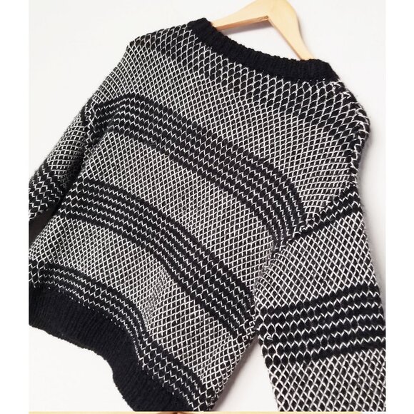 Current Elliott Mixed Stitch Alpaca Blend Sweater Black Ivory Combo Size XS $358 - Picture 11 of 16